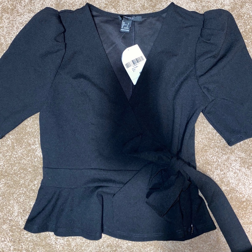 black peplum top